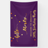 30e verjaardag paars goud hallo 30 naamscript spandoek (Verticaal)