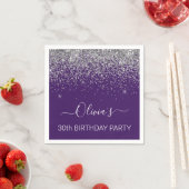 30e verjaardag Paars zilver glitter elke leeftijd Servet (Insitu)