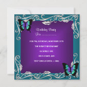 30e verjaardag Paarse Blauwgroen Butterflies Silve Kaart (Achterkant)