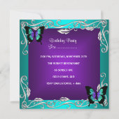 30e verjaardag Paarse Blauwgroen Butterflies Silve Kaart (Achterkant)