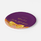 30e verjaardag paarse gouden elegante boegnaam papieren bordje (Gekanteld)