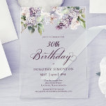 30e Verjaardag Paarse Lente Lila Bloem Acryl Uitnodigingen<br><div class="desc">Zachte waterverf paarse lilacs creëer een  lenteuitnodiging voor de 30e verjaardag. De typografie voegt een elegante esthetiek toe. Het maakt deel uit van het Paarse Spring Lila Flower collectie. Het laat je een thema kiezen en vervolgens gemakkelijk een unieke uitnodigingssuite,  welkomstborden en feestdecoraties creëer. Partijplanning wordt leuk en leuk.</div>