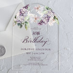 30e Verjaardag Paarse Lente Lila Bloemenboog Acryl Uitnodigingen<br><div class="desc">Zachte waterverf paarse lilacs creëer een  lente 30e verjaardagsuitnodiging. De kalligrafie voegt een elegante esthetiek toe. Het maakt deel uit van het Paarse Spring Lila Flower collectie. Het laat je een thema kiezen en vervolgens gemakkelijk een unieke uitnodigingssuite,  welkomstborden en feestdecoraties creëer. Partijplanning wordt leuk en leuk.</div>