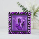 30e verjaardag Paarse leopard Black Shoes Kaart (Staand voorkant)