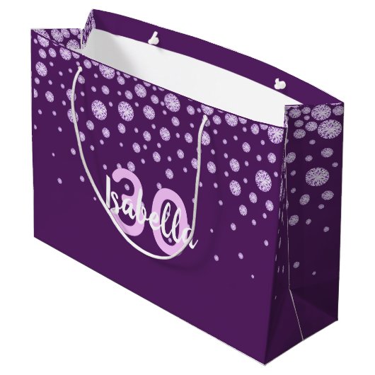 30e verjaardag paarse naam diamanten groot cadeauzakje (Achterkant Gekanteld)