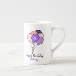 30e verjaardag paarse & roze bundel ballonnen porselein kop