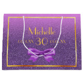 30e verjaardag paarse roze glitter monogram naam groot cadeauzakje (Voorkant)