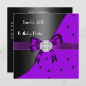 30e verjaardag Paarse Spot Black Diamond Kaart (Voorkant / Achterkant)