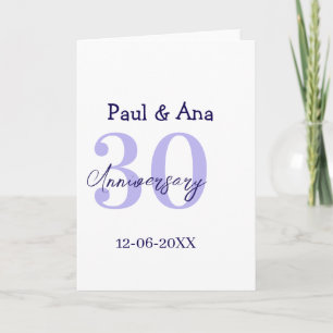 30e verjaardag paarse vet letter naam eenvoudig op kaart