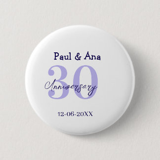 30e verjaardag paarse vetgedrukte letter naam eenv ronde button 5,7 cm