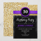 30e verjaardag - Paarse zwart goud - ELK JAAR Kaart (Voorkant / Achterkant)