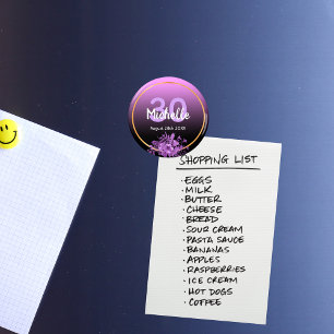 30e verjaardag paarse zwarte gouden save the date magneet