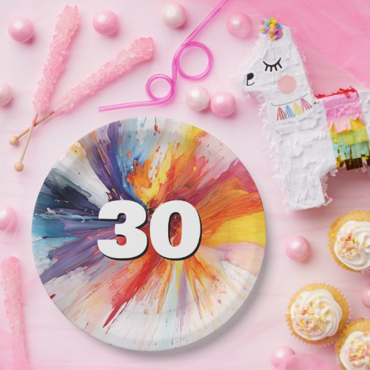30e verjaardag Paint Blast Papieren Bordje (Feest)