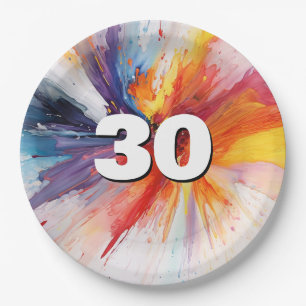 30e verjaardag Paint Blast Papieren Bordje