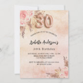 30e verjaardag pampas gras roos goudbloem luxe kaart (Voorkant)