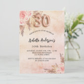 30e verjaardag pampas gras roos goudbloem luxe kaart (Staand voorkant)