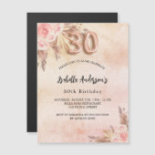 30e verjaardag pampas gras roos goudbloem luxe magnetische uitnodiging (Voorkant / Achterkant)