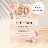 30e verjaardag pampas gras roos goudbloemen kaart