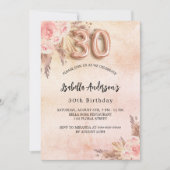 30e verjaardag pampas gras roos goudbloemen kaart (Voorkant)