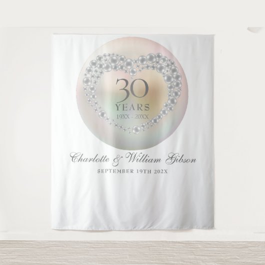 30e verjaardag Parel Photobooth Achtergrond Wandkleed (Voorkant)