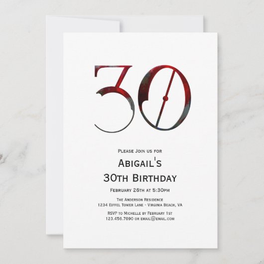 30e verjaardag Parijs, Eiffeltoren, Rode ballonnen Kaart (Voorkant)