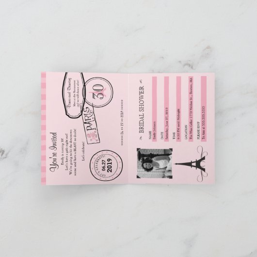 30e verjaardag Paris Passport Invitation (Binnen)