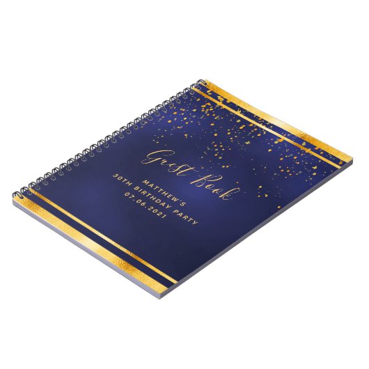 30e verjaardag Partij 30 donkerblauw goudgastenboe Notitieboek (Linkerzijde)
