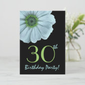 30e verjaardag Party Blue en Green Daisy V200 Kaart (Staand voorkant)
