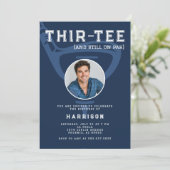 30e Verjaardag Party Foto Modern Golf Navy Blue Kaart (Staand voorkant)