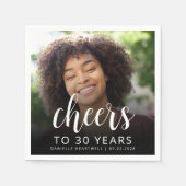 30e verjaardag Party Foto Wit Script Cheers Servet (Voorkant)