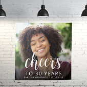30e verjaardag Party Foto Wit Script Cheers Wandkleed