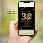 30e Verjaardag Party Gold Glitter Confetti Foto Kaart