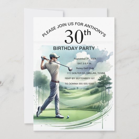 30e Verjaardag Party Golfer Volwassen Par Sports G Kaart (Voorkant)