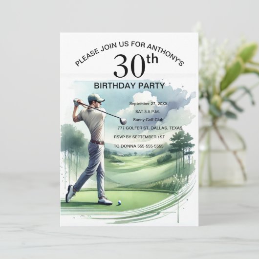 30e Verjaardag Party Golfer Volwassen Par Sports G Kaart (Staand voorkant)