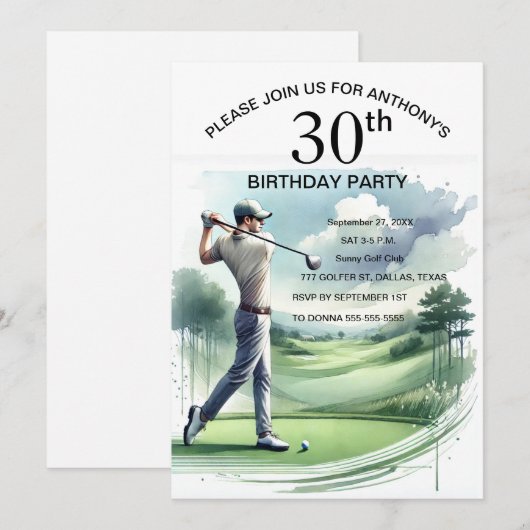 30e Verjaardag Party Golfer Volwassen Par Sports G Kaart (Voorkant / Achterkant)