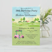 30e verjaardag Party Lady Golfer thema uitnodiging (Staand voorkant)