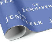 30e Verjaardag Party Naam Blauw Modern Patroon Cadeaupapier (Rol Hoek)