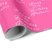 30e Verjaardag Party Naam Hot Pink Modern Patroon Cadeaupapier (Rol Hoek)
