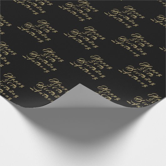 30e verjaardag Party Naam Zwart Modern Patroon Cadeaupapier (Hoek)