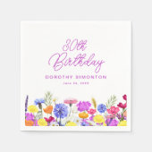 30e Verjaardag Party Paarse Wildflower Custom Servet (Voorkant)