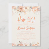 30e Verjaardag Party Perzik Beige Ivoren Bloemen Kaart (Voorkant)