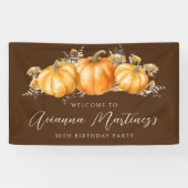 30e Verjaardag Party Rustic Boho Herfst Pompoen Spandoek (Horizontaal)