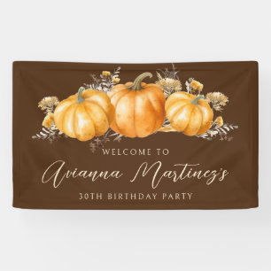 30e Verjaardag Party Rustic Boho Herfst Pompoen Spandoek