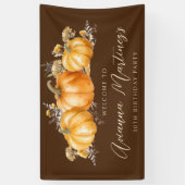 30e Verjaardag Party Rustic Boho Herfst Pompoen Spandoek (Verticaal)
