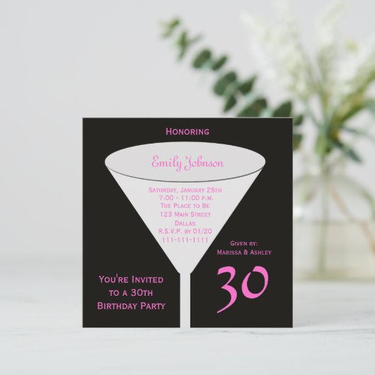 30e verjaardag Party uitnodiging 30e Toast (Staand voorkant)