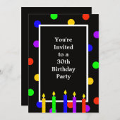 30e verjaardag Party uitnodiging kleurrijke kaarse (Voorkant / Achterkant)