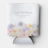 30e Verjaardag Party Waterverf Bloemen Custom Blikjeskoeler (Voorkant)