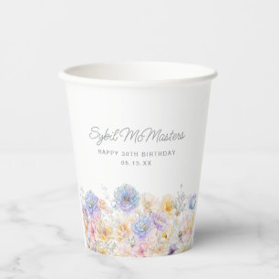 30e Verjaardag Party Waterverf Bloemen Custom Papieren Bekers