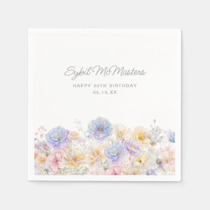 30e Verjaardag Party Waterverf Bloemen Custom Servet