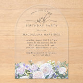 30e Verjaardag Party Witte Roos Blauwe Bloemenboog Acryl Uitnodigingen (Voorkant)